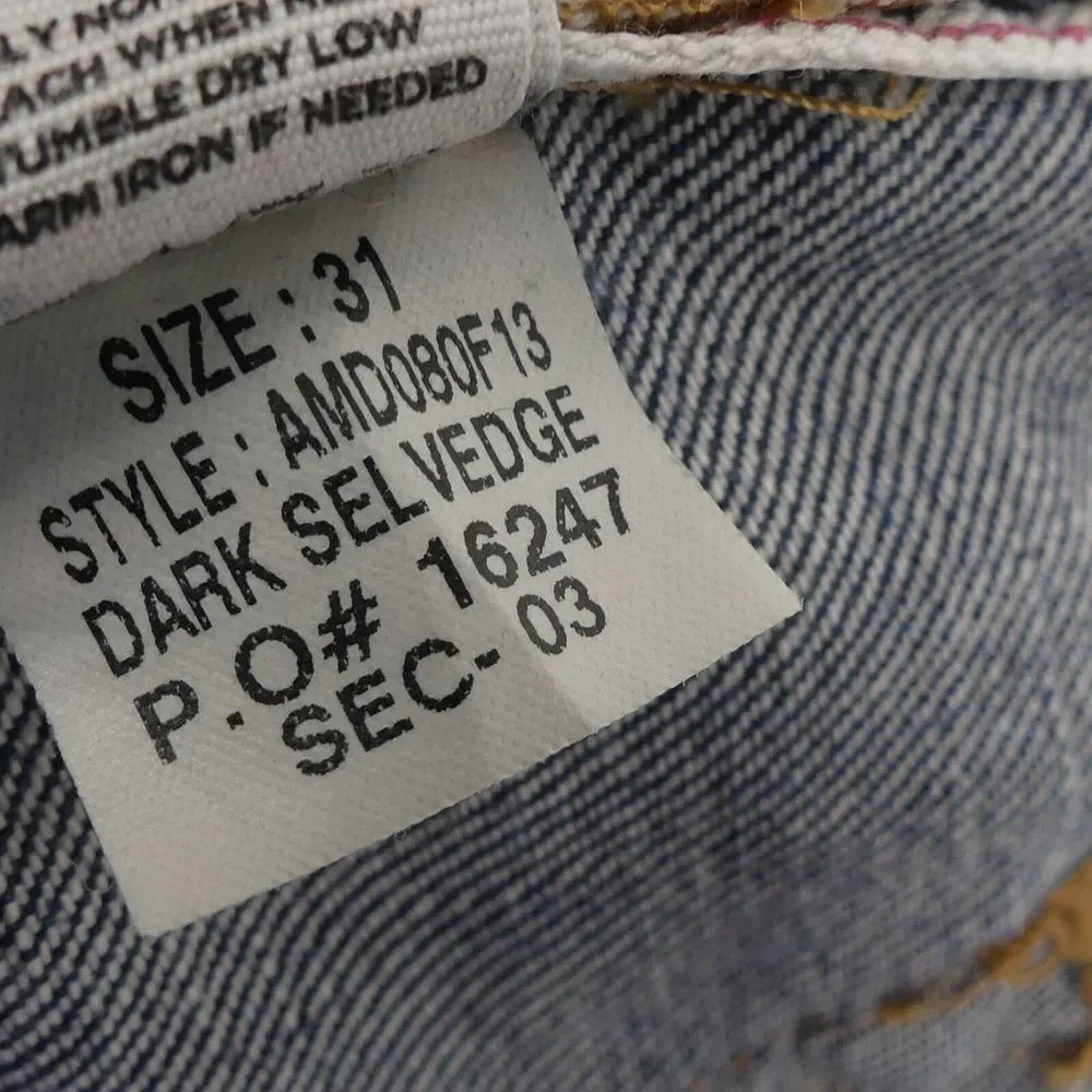 Artisan de Luxe‎ Dark Selvedge Straight Leg Button Fly Jeans 31 x 35 AMD080F13